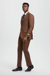 Brown Wedding Suit - Jacket + Pants - Brown Tuxedo - Brown Groomsmen Stacy Adam Suit - Men's Tuxedo USA