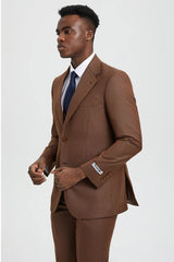 Brown Wedding Suit - Jacket + Pants - Brown Tuxedo - Brown Groomsmen Stacy Adam Suit - Men's Tuxedo USA