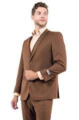 Brown Wedding Suit - Jacket + Pants - Brown Tuxedo - Brown Groomsmen Slim Notch Lapel Suit - Men's Tuxedo USA