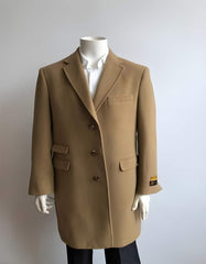 Mens Overcoat - Topcoat For Men - Winter Fabric - Long Jacket With Fur Collar Camel-no fur Ticket Pocket Designer men's Wool Peacoat Sale ~ Wool men's Car Coat Mid Length Three quarter length coat ~ Overcoat - Men's Tuxedo USA