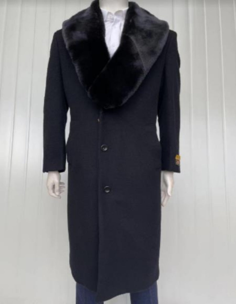 Mens Overcoat - Topcoat For Men - Winter Fabric - Wool Mens Cashmere Blend Black Coat Full length - Cashmere Overcoat - Men's Tuxedo USA