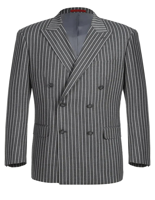 1920s Mens Suit - 1920s Mens Outfit - 1920s  costume  Bold Pinstripe  Suit in  Charcoal Grey - Men's Tuxedo USA