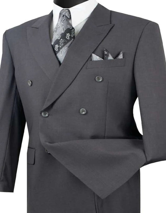 Pleated Suit - Mens Suits With Pleated Pant -  Regular Fit Suit - Charcoal Grey Suit - Men's Tuxedo USA