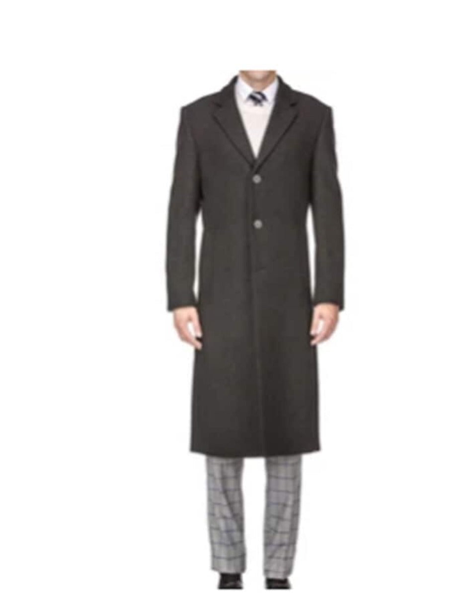 Mens Overcoat - Topcoat For Men - Winter Fabric Modern OverCoat Charcoal - Men's Tuxedo USA