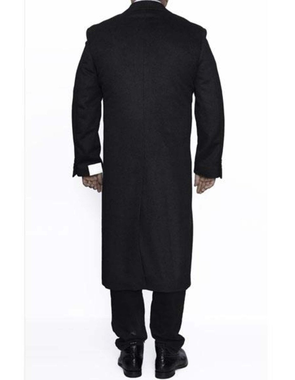 3 Button Full Length Wool Dress Ankle length Dark Charcoal Top Coat/Overcoat - Men's Tuxedo USA