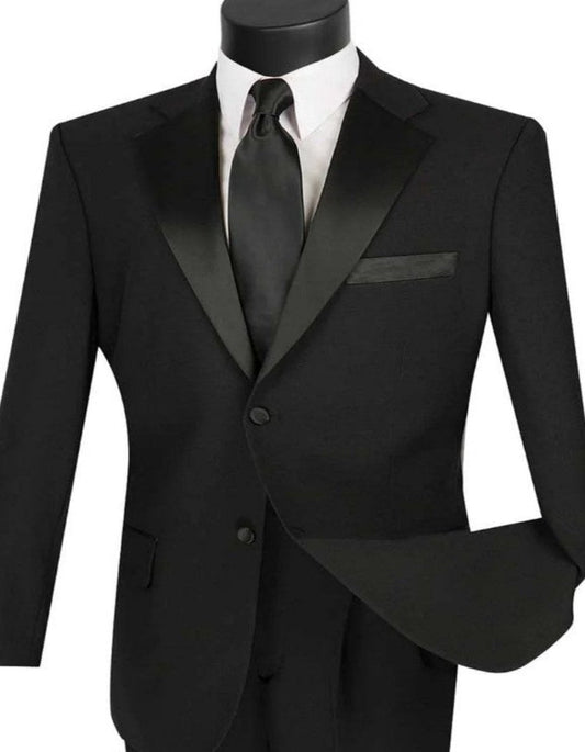 Black Tuxedo - Mens Wedding Suit Classic 2 Button - Black Prom Suit - Men's Tuxedo USA