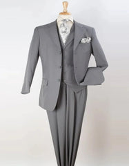 Light Grey Suit - Silver Gray Suit For Wedding - Mens Three Button Classic Fit Light Grey Suit - Men's Tuxedo USA