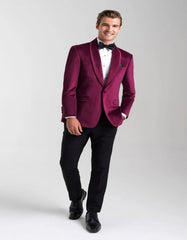 Velvet Blazer - Mens Blazer - Dinner Jacket "Venice" Cranberry Velvet Dinner Jacket - Separates - Men's Tuxedo USA