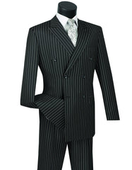 Mens Double Breasted Gangster Pinstripe Suit in Black - Men's Tuxedo USA