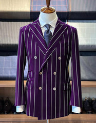 Dark Purple Pinstripe Suit - Gangster Suit - 1920's Suit - Double Breasted Suit - Men's Tuxedo USA