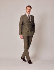 Mens Linen Suit For Beach Wedding - Summer  Suit in Dark Green Tailored Fit - Men's Tuxedo USA