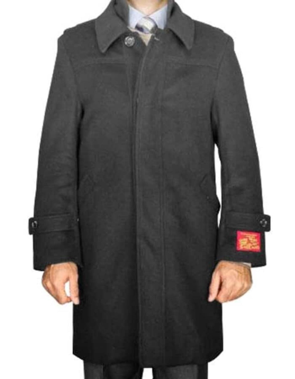 Mens Overcoat - Topcoat For Men - Winter Fabric - Dark Grey Wool / Blend Modern Coat - Mens Overcoat - Men's Tuxedo USA