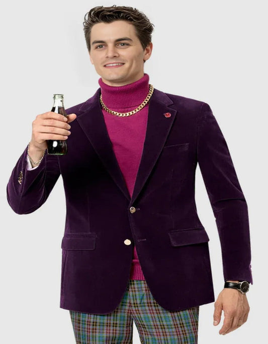 Mens Velvet Dinner Jacket - Velvet Tuxedo Jacket in Color Plum