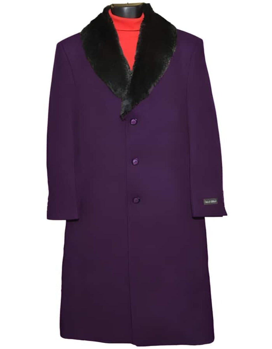 Mens Overcoat - Topcoat For Men - Winter Fabric - Men's Big And Tall Overcoat Long Men's Dress Topcoat - Winter Coat 4XL 5XL 6XL Dark Purple - Three Quarter 34 Inch Length - Men's Tuxedo USA