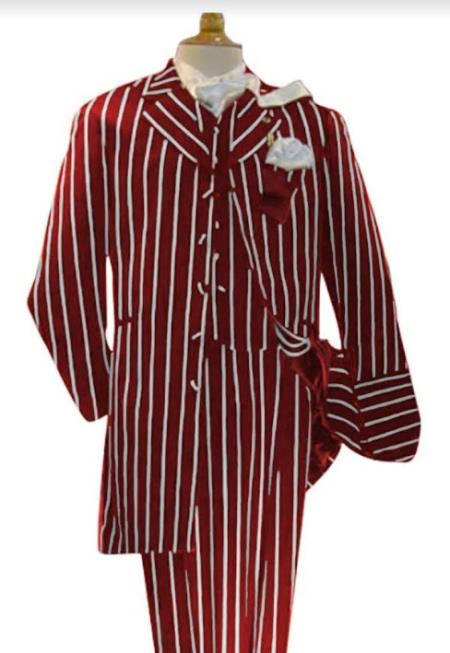 Burgundy Pinstripe Suit - Mens 1920s Gangster Pinstripe Suit - Chalk Pinstripe - Men's Tuxedo USA