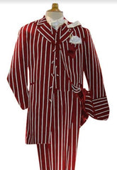 Burgundy Pinstripe Suit - Mens 1920s Gangster Pinstripe Suit - Chalk Pinstripe - Men's Tuxedo USA