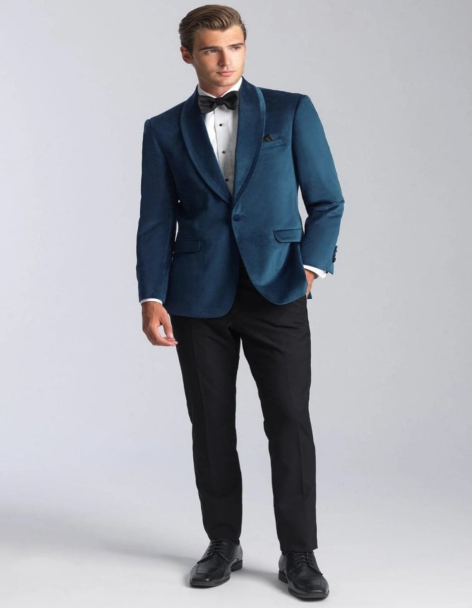 Velvet Blazer - Mens Blazer - Dinner Jacket + "Venice" Deep Aqua Velvet Dinner Jacket - Separates - Men's Tuxedo USA