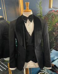 Mens Black Dinner Jacket - Two Toned Color Blazer - Black-Black Sport Coat - Men's Tuxedo USA