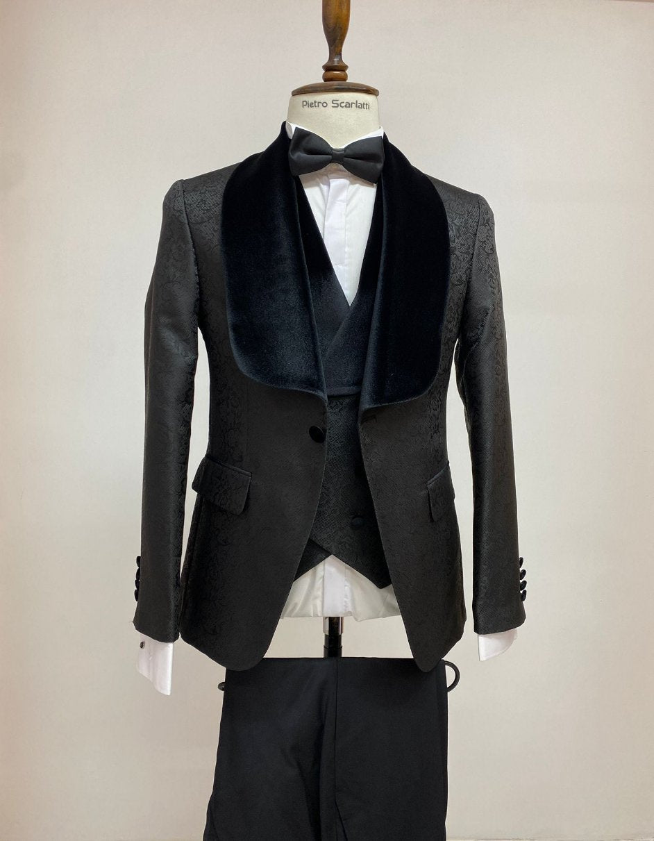 Mens Black Dinner Jacket - Two Toned Color Blazer - Black and Black Sport Coat - Men's Tuxedo USA