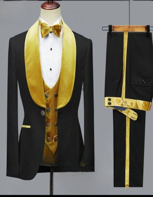 Mens Black Dinner Jacket - Two Toned Color Blazer - Black and Gold Sport Coat - Men's Tuxedo USA