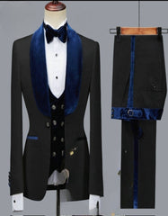 Mens Black Dinner Jacket - Two Toned Color Blazer - Black and Navy Blue Sport Coat - Men's Tuxedo USA