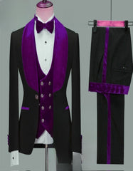 Mens Black Dinner Jacket - Two Toned Color Blazer - Black and Purple Sport Coat - Men's Tuxedo USA