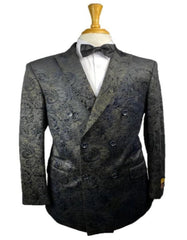 Mens 6 Button Double Breasted Black Velvet Suit