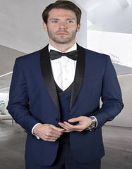 Blue Prom Suit - Blue Homecoming Outfits For Guys Double Breasted Lapel Blue - Men's Tuxedo USA