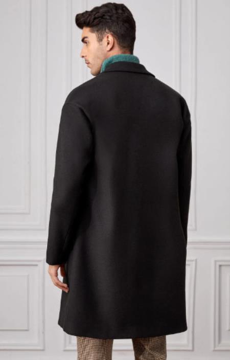 Men Lapel Collar Double Breasted Overcoat - Men's Tuxedo USA