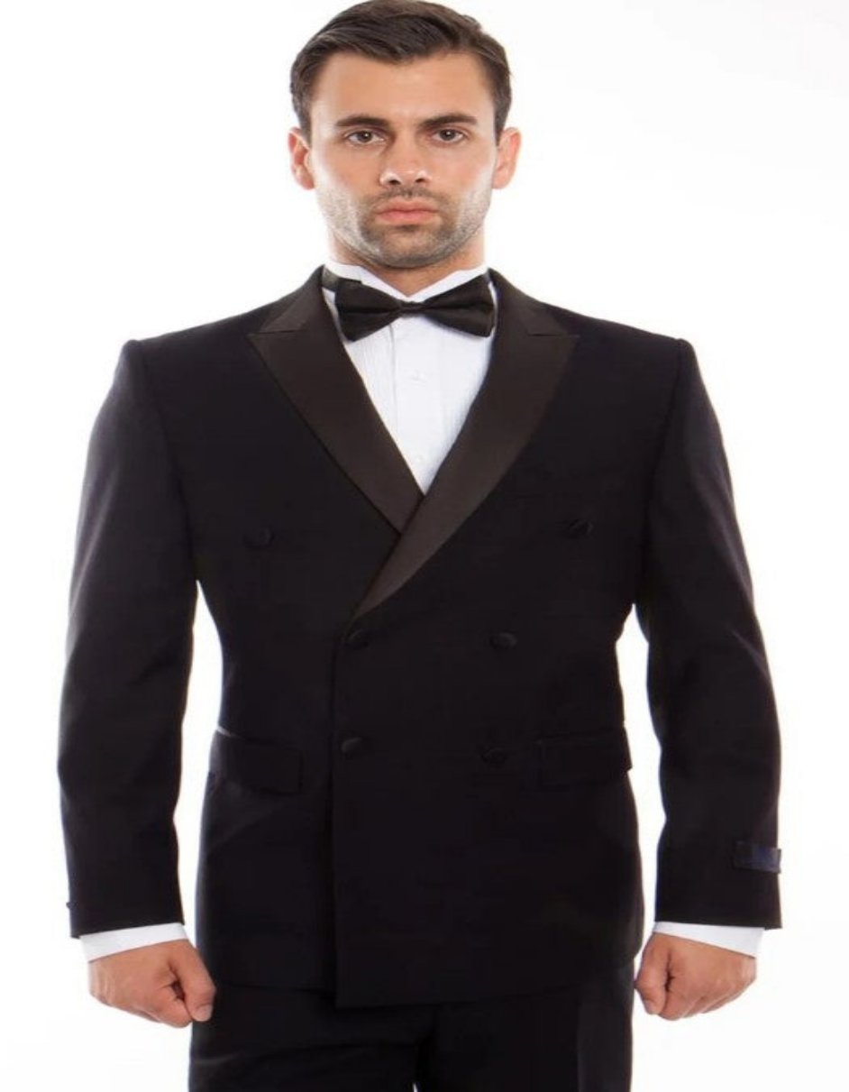 Black Tuxedo - Wedding Suit - Double Breasted Tuxedo - Black Prom Suit - Men's Tuxedo USA