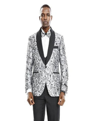 Monochrome Rose 3pc Tuxedo w/ Double Breasted Vest by Tazio - Men's Tuxedo USA