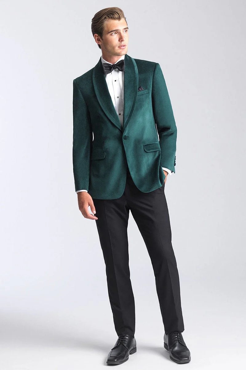 Velvet Blazer - Mens Blazer - Dinner Jacket "Venice" Emerald Green Velvet Dinner Jacket - Separates - Men's Tuxedo USA