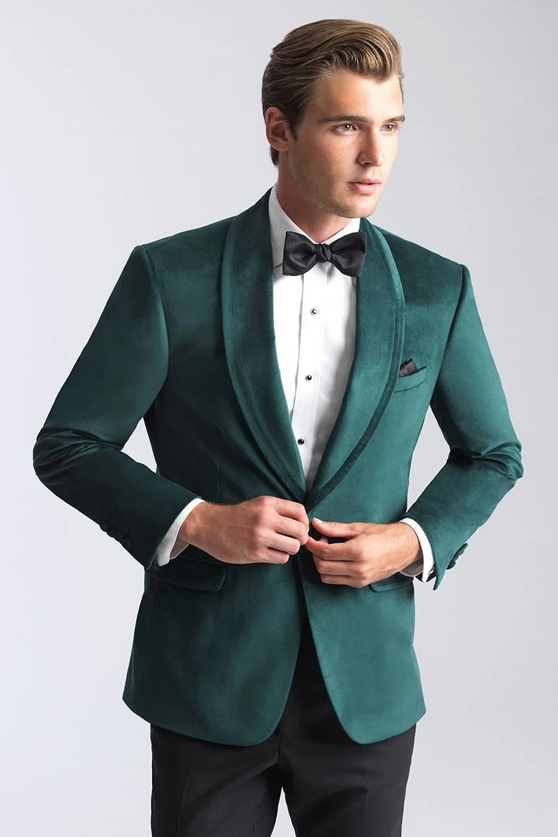 Velvet Blazer - Mens Blazer - Dinner Jacket "Venice" Emerald Green Velvet Dinner Jacket - Separates - Men's Tuxedo USA