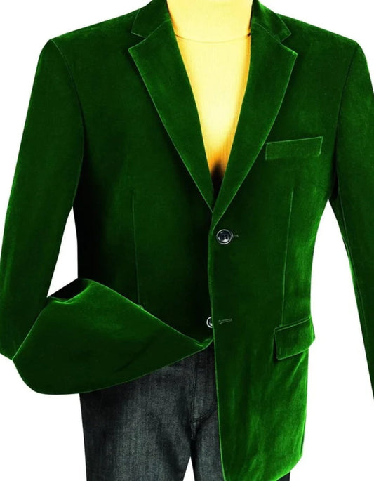 Mens Velvet Dinner Jacket - Velvet Tuxedo Jacket in Color Hunter Green