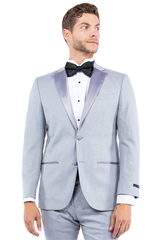 Mens Gray Tuxedo - Grey Wedding Suit-Mens Modern Fit Two Button Notch Lapel Tuxedo Separates Jacket In Light Grey - Men's Tuxedo USA