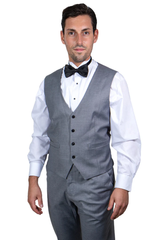 Mens Gray Tuxedo - Grey Wedding Suit-Mens  Stacy Adams Vested  One Button  Shawl Lapel Tuxedo In  Grey - Men's Tuxedo USA