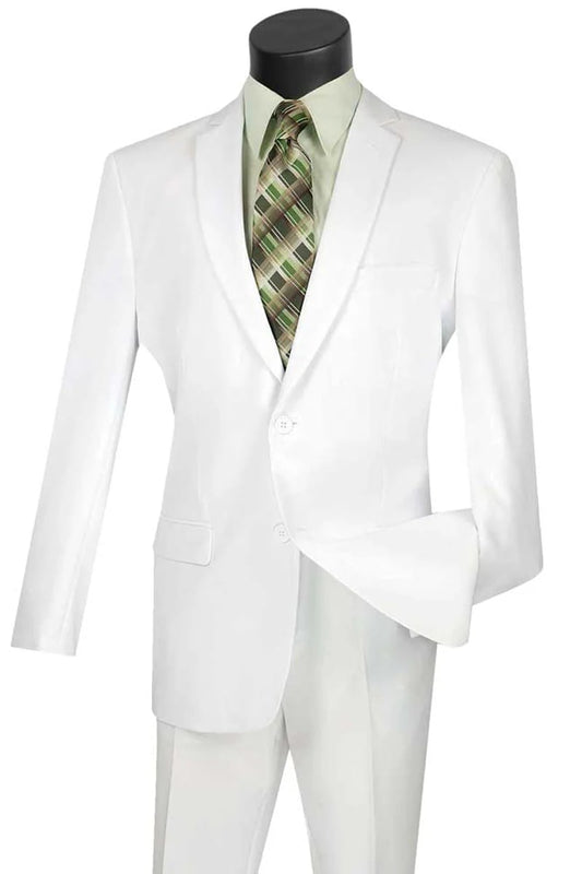 Mens 2 Button Slim Fit Poplin Suit in White - Men's Tuxedo USA