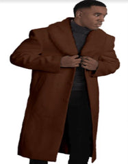 Mens Overcoat With Fur Collar - Dark Brown Topcoat - Men's Tuxedo USA