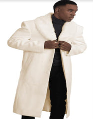 Mens Overcoat With Fur Collar - Ivory Topcoat - Men's Tuxedo USA