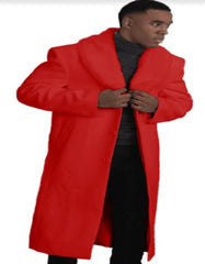 Mens Overcoat With Fur Collar - Red Topcoat - Men's Tuxedo USA