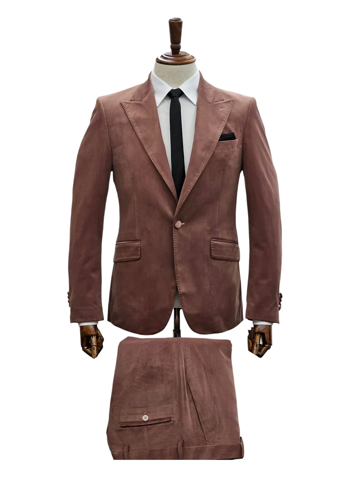 Blush Color Suit For Men - Mauve Suit - Wedding  Velvet  Suit - Men's Tuxedo USA