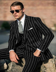 Black Pinstripe Suit - Gangster Suit - 1920's Suit - Men's Tuxedo USA