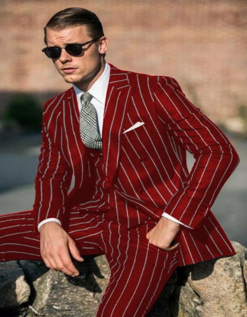 Red Pinstripe Suit - Gangster Suit - 1920's Suit - Men's Tuxedo USA