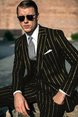 Mens  Black Chalk Pinstripe Gangster suit - 1920s suit - Mobster Suit - Men's Tuxedo USA