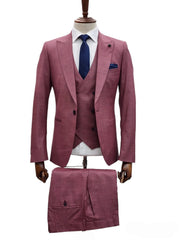 Giovanni Testi Suits With Double Breasted Vest - 3 Pieces Grape Peak Lapel Suit - Men's Tuxedo USA