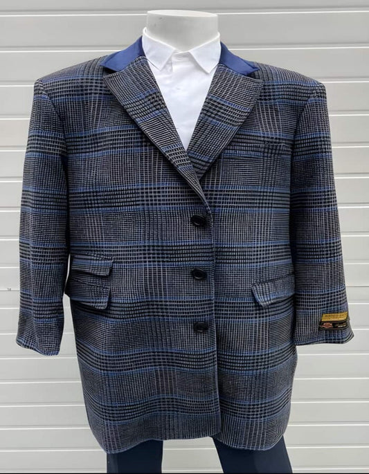 Mens Plaid Overcoat - Plaid Wool Topcoats - Gray Carcoat - Men's Tuxedo USA