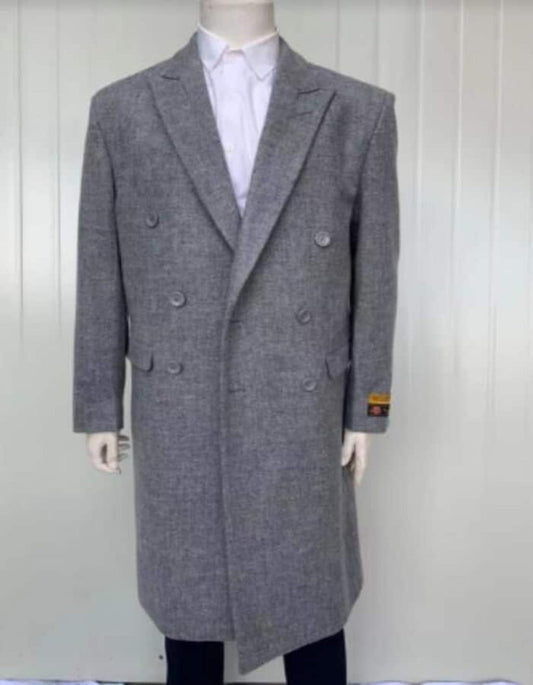 Mens Overcoat - Topcoat For Men - Winter Fabric - Mens Cashmere Blend Gray Coat Full length - Cashmere Overcoat - Men's Tuxedo USA