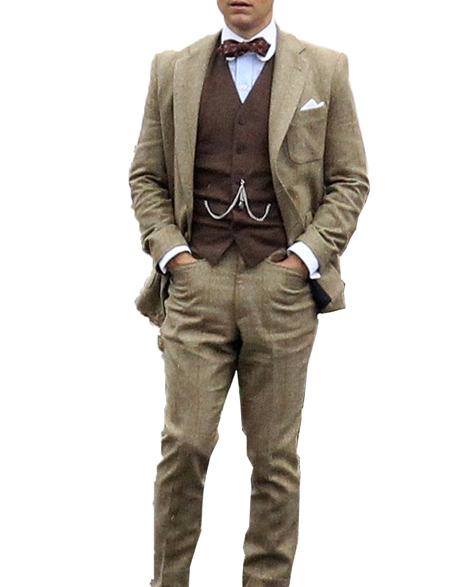 Mens Vested Great Gatsby | Leonardo Dicaprio Suit in Taupe - Men's Tuxedo USA