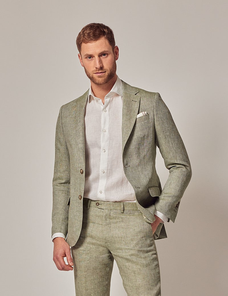 Mens Suit For Beach Wedding - Summer  Slim Suit in Green - Men's Tuxedo USA