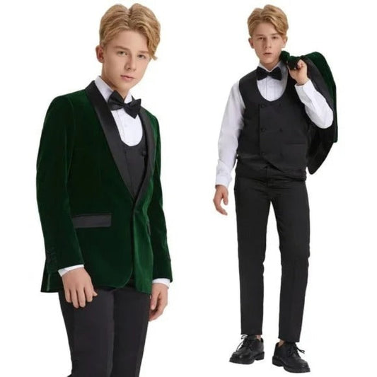 5pc Green Boys Velvet Tuxedo Includes Bowtie by Tazio - Men's Tuxedo USA